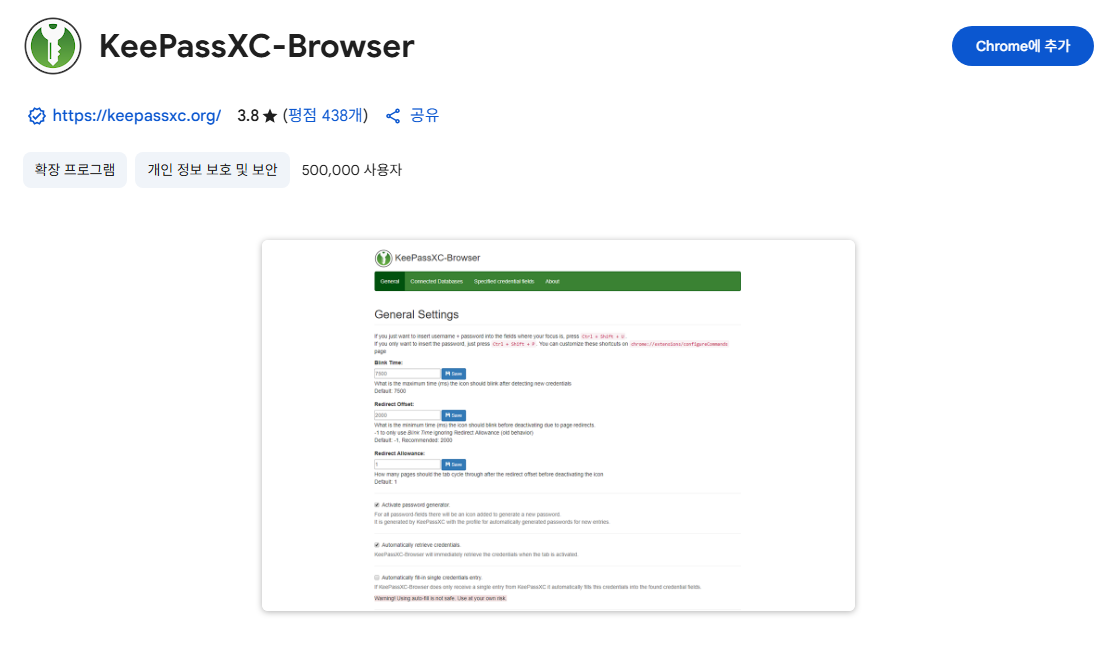Tiện ích mở rộng KeePassXC trong Chrome Web Store