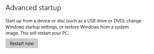 Tùy chọn khởi động nâng cao - Nút Khởi động lại ngay